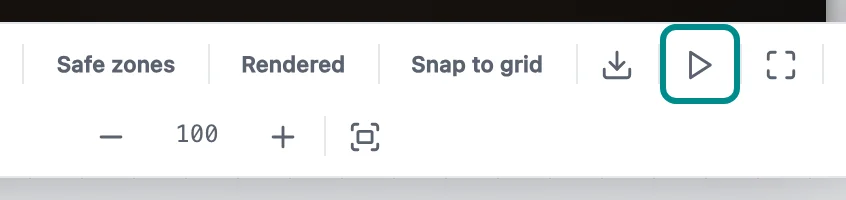 The canvas tools for a design with motion, with the Preview motion button marked.