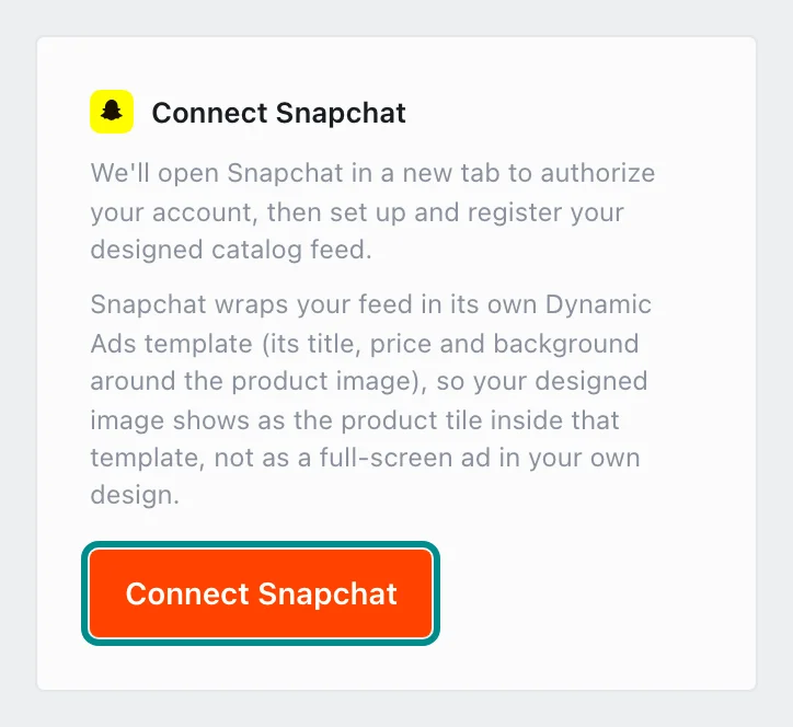 The Snapchat card before a connection, with the Connect Snapchat button marked.