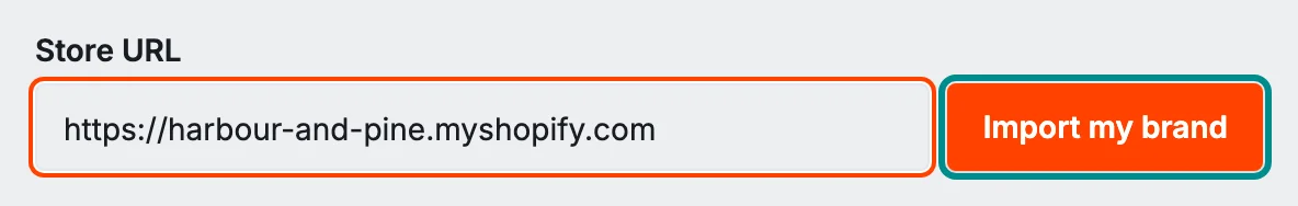 The brand step of setup, with the Import my brand button marked.