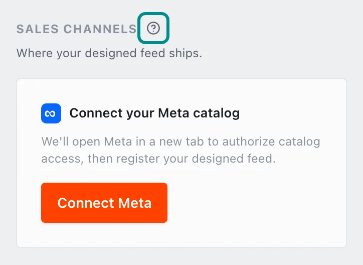 Settings, Sales channels, with the Help with Sales channels button marked.