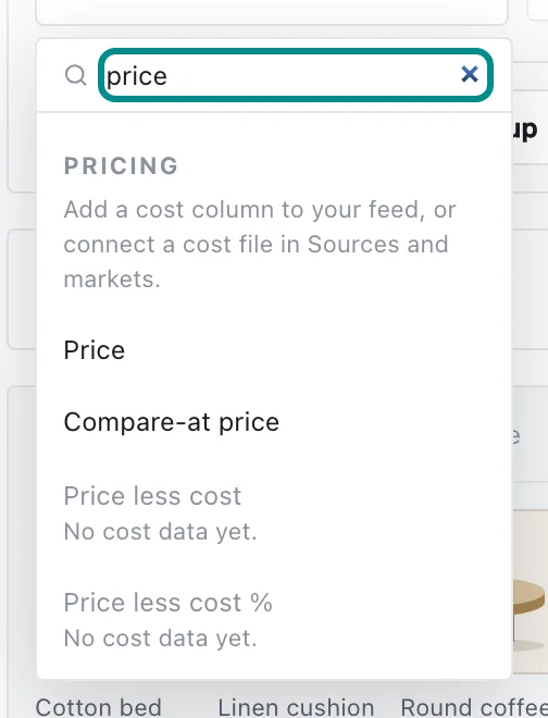 The attribute picker in a new condition, with the Search attributes field marked.