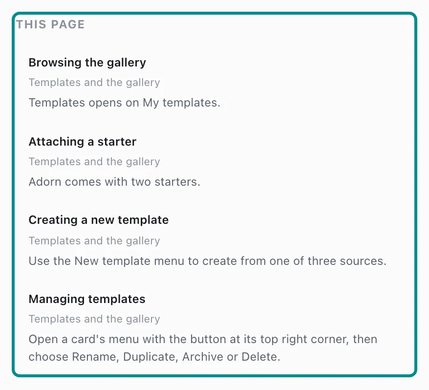 The Help panel, with the This page section marked.